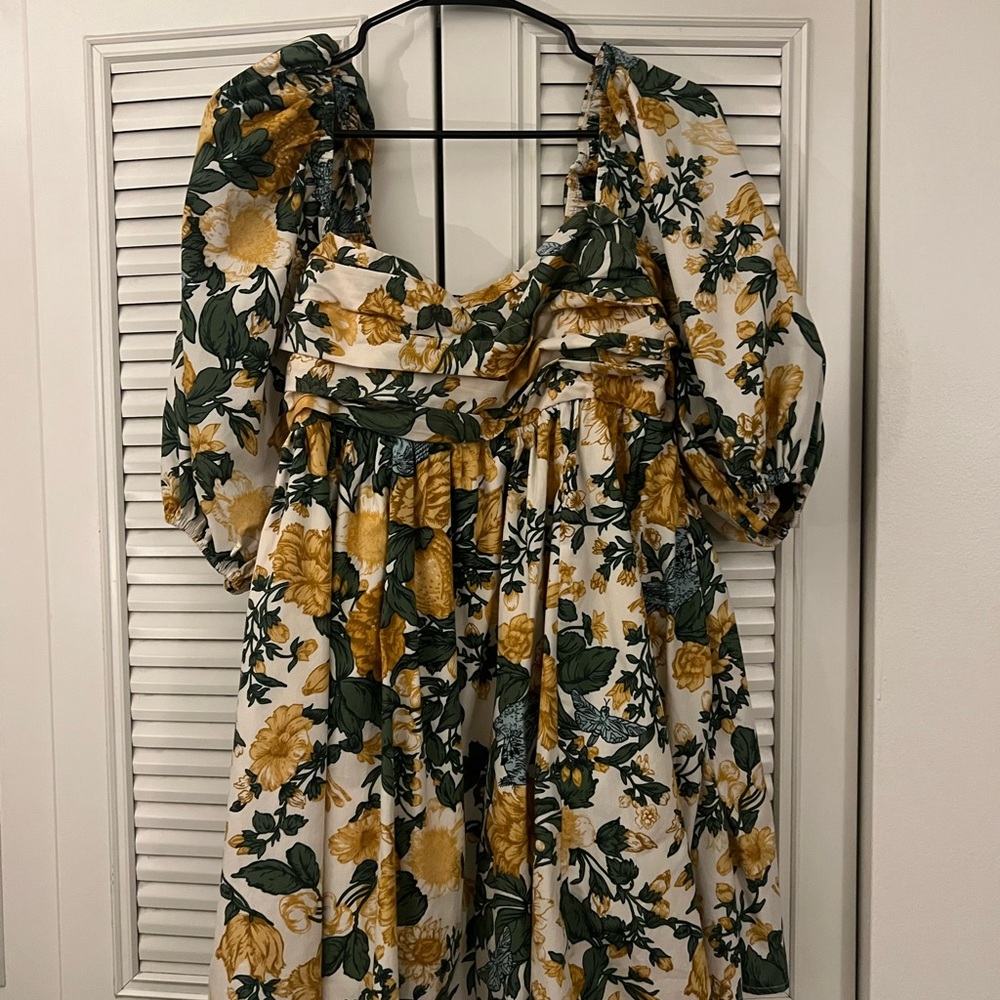 Abercrombie & Fitch Floral Mini Dress - Green and Yellow